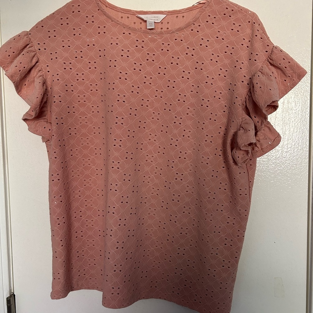 LC Lauren Conrad Pink Ruffled Blouse